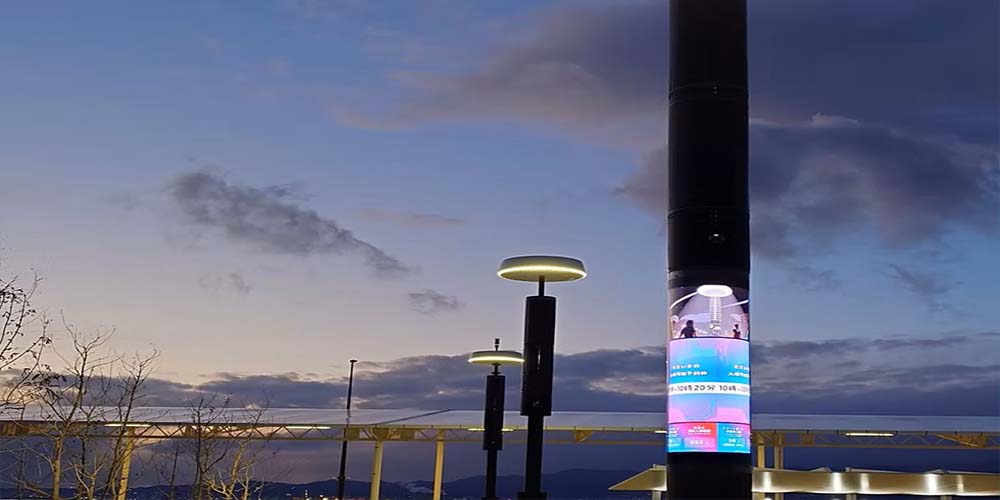 Smart street light pole with camera and IoT sensors