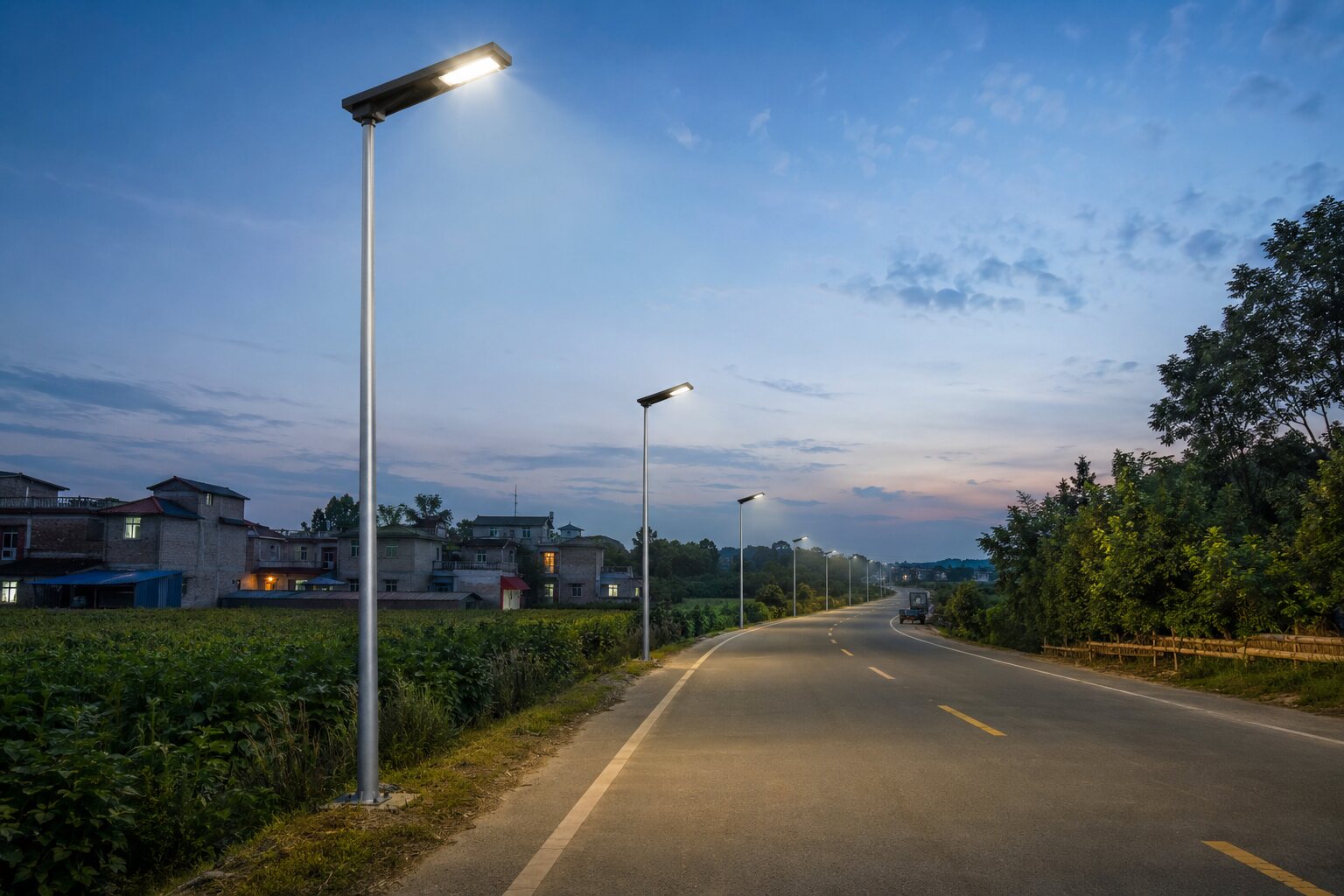 Application and components for 60W All-in-One Solar Street Light for Rural Roads