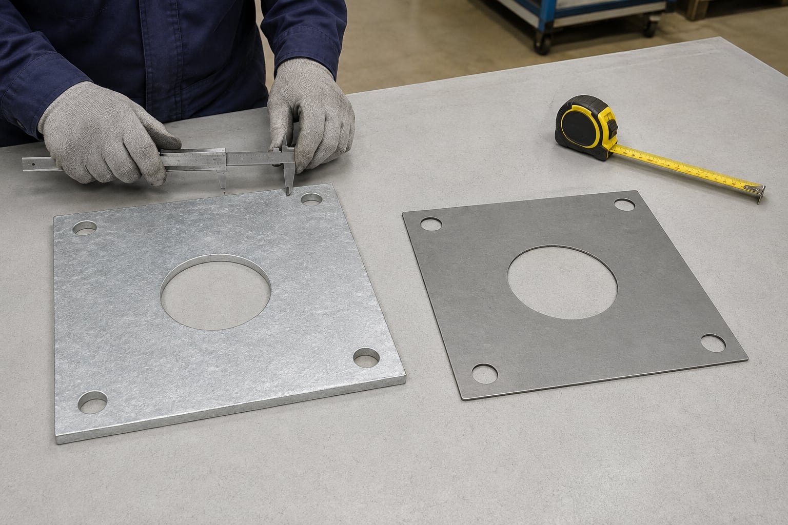 Lighting pole base plate and matching anchor template with central cable openings and four corner holes