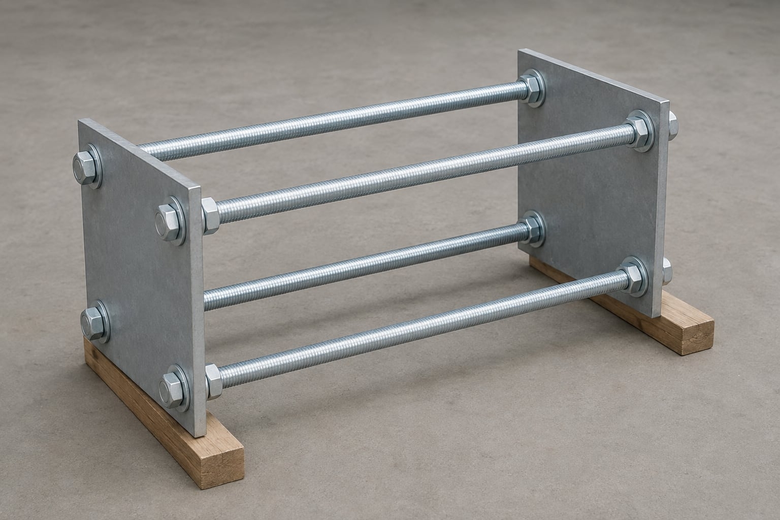 Four-rod street light pole anchor bolt cage with two parallel square templates