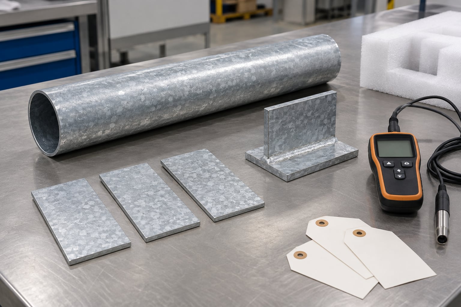 Galvanized steel tube coating coupons weld sample and coating thickness inspection instrument